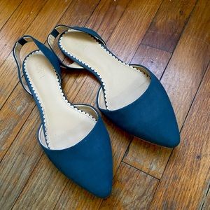 LOFT black matte suede pointed flats